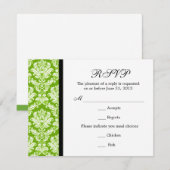 Classic Damask Green RSVP Card Karte (Vorne/Hinten)