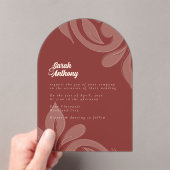 Classic Damask Grenache Wedding Acrylic Einladung (Insitu (Handheld))