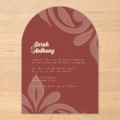 Classic Damask Grenache Wedding Acrylic Einladung (Vorderseite)