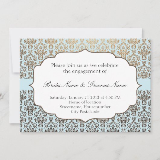 Classic Damask Hochzeitseinladung Einladung (Vorderseite)