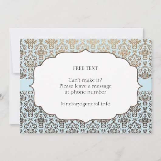 Classic Damask Hochzeitseinladung Einladung (Rückseite)