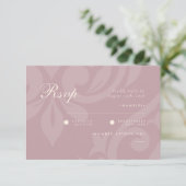 Classic Damask Ivory Pink Foto Wedding RSVP (Stehend Vorderseite)