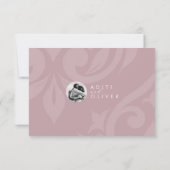 Classic Damask Ivory Pink Foto Wedding RSVP (Rückseite)