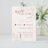 Classic Damask Ivory Sienna Foto Wedding RSVP (Stehend Vorderseite)