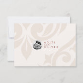 Classic Damask Ivory Sienna Foto Wedding RSVP (Rückseite)