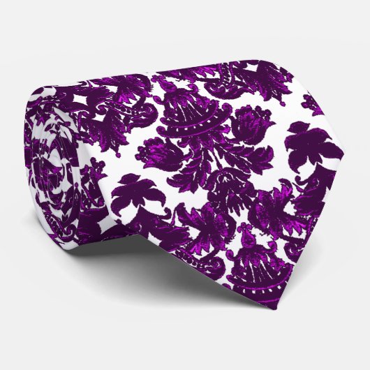 Classic Damask Lila Krawatte (Gerollt)
