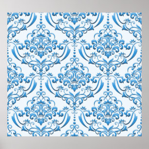 Classic Damask: Luxuriöser Nahtloser Hintergrund Poster