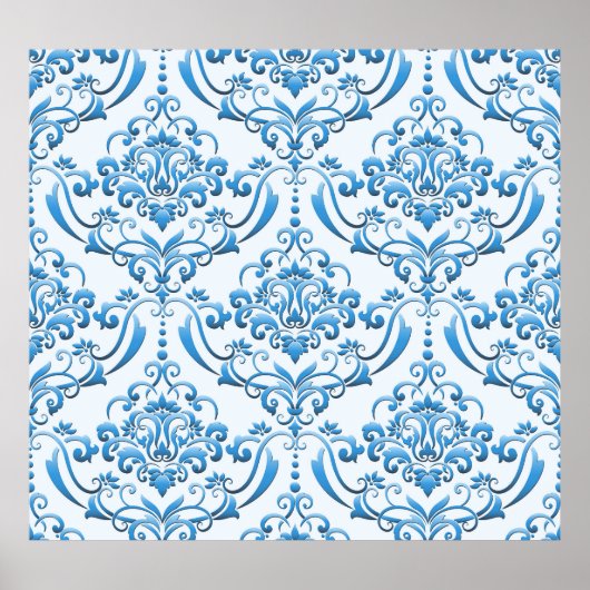 Classic Damask: Luxuriöser Nahtloser Hintergrund Poster (Vorne)
