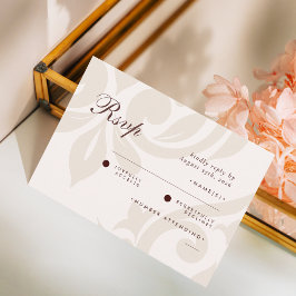 Classic Damask Mahogany Ivory Foto Wedding RSVP Karte