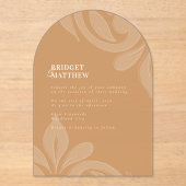 Classic Damask Mustard Wedding Acryllic Einladung (Vorderseite)