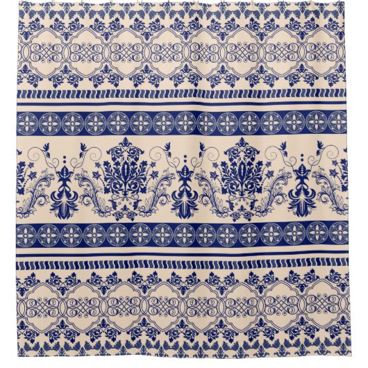 Classic Damask: Nahtlose Ornamentik. Duschvorhang (Vorderseite)