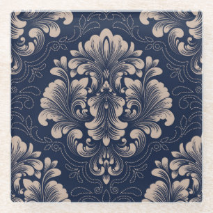 Classic Damask Nahtlose Viktorianische Textur Glasuntersetzer