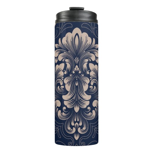 Classic Damask Nahtlose Viktorianische Textur Thermosbecher (Vorderseite)