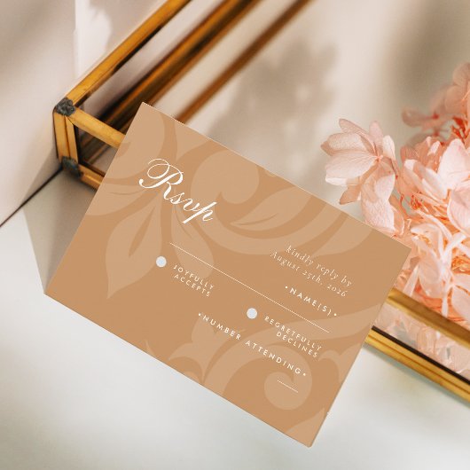 Classic Damask Ochre Foto Wedding RSVP