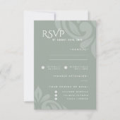 Classic Damask Pale Olive Foto Wedding RSVP (Vorderseite)