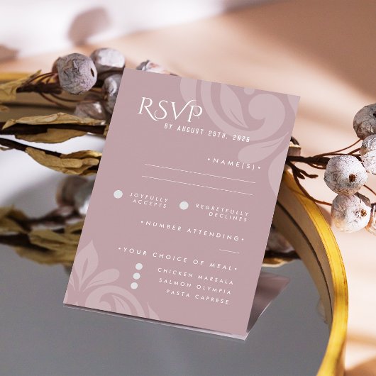 Classic Damask Pale Pink Foto Wedding RSVP