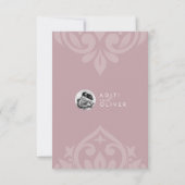 Classic Damask Pale Pink Foto Wedding RSVP (Rückseite)