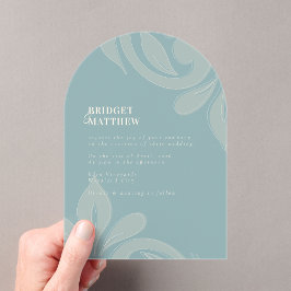 Classic Damask Retro Cyan Wedding Acryleinladungen