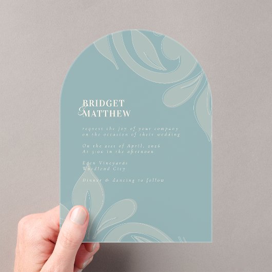 Classic Damask Retro Cyan Wedding Acryleinladungen