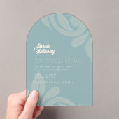 Classic Damask Retro Cyan Wedding Acryleinladungen (Insitu (Handheld))