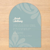 Classic Damask Retro Cyan Wedding Acryleinladungen (Vorderseite)