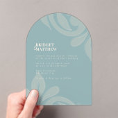 Classic Damask Retro Cyan Wedding Acryleinladungen (Insitu (Handheld))