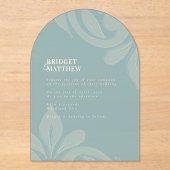 Classic Damask Retro Cyan Wedding Acryleinladungen (Vorderseite)