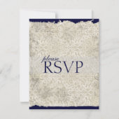 Classic Damask RSVP Cards, Navy Blue (Vorderseite)