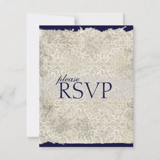 Classic Damask RSVP Cards, Navy Blue (Vorderseite)