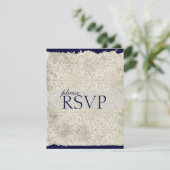 Classic Damask RSVP Cards, Navy Blue Karte (Stehend Vorderseite)