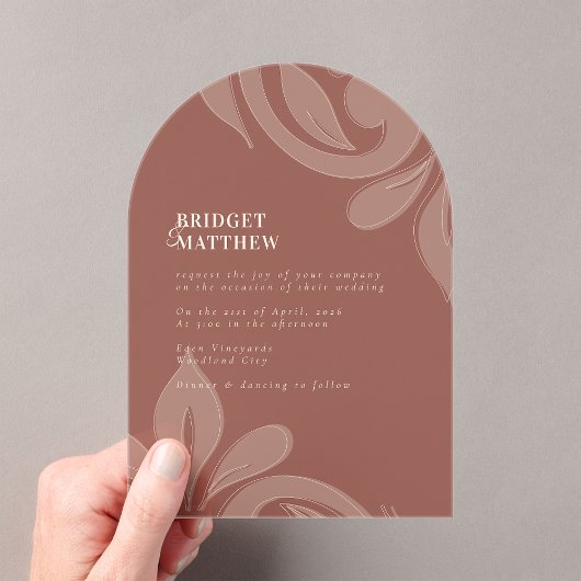 Classic Damask Sienna Wedding Akryllische Einladun Acryleinladungen