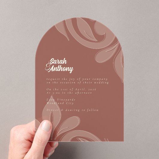 Classic Damask Sienna Wedding Akryllische Einladun Acryleinladungen