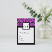 CLASSIC DAMASK SQUARE MONOGRAM, lila, violett Visitenkarte (Stehend Vorderseite)