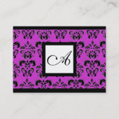 CLASSIC DAMASK SQUARE MONOGRAM, lila, violett Visitenkarte (Rückseite)