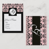 CLASSIC DAMASK SQUARE MONOGRAM, rosa Perle Visitenkarte (Vorne/Hinten)