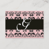 CLASSIC DAMASK SQUARE MONOGRAM, rosa Perle Visitenkarte (Rückseite)