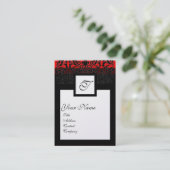 CLASSIC DAMASK SQUARE MONOGRAM Schwarz-weiße Perle Visitenkarte (Stehend Vorderseite)