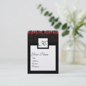 CLASSIC DAMASK SQUARE MONOGRAM Schwarz-weiße Perle Visitenkarte (Stehend Vorderseite)