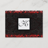 CLASSIC DAMASK SQUARE MONOGRAM Schwarz-weiße Perle Visitenkarte (Rückseite)