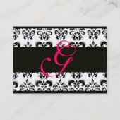 CLASSIC DAMASK SQUARE MONOGRAMM, rosa Fuchsia Visitenkarte (Rückseite)
