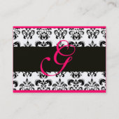 CLASSIC DAMASK SQUARE MONOGRAMM, rosa Fuchsia Visitenkarte (Rückseite)