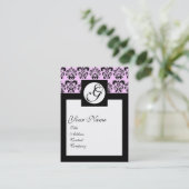 CLASSIC DAMASK SQUARE MONOGRAMM, rosa Visitenkarte (Stehend Vorderseite)