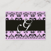 CLASSIC DAMASK SQUARE MONOGRAMM, rosa Visitenkarte (Rückseite)