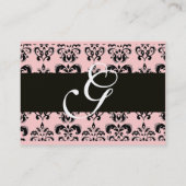 CLASSIC DAMASK SQUARE MONOGRAMM, rosa Visitenkarte (Rückseite)