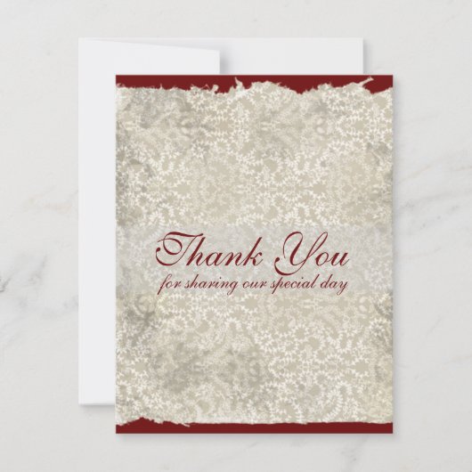 Classic Damask Wedding Dankeschön, Red. Einladung (Vorderseite)