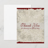 Classic Damask Wedding Dankeschön, Red. Einladung (Vorne/Hinten)