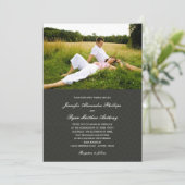 Classic Damask Wedding Foto Einladungen - Black (Stehend Vorderseite)