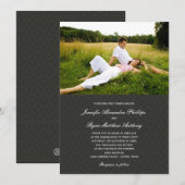 Classic Damask Wedding Foto Einladungen - Black (Vorne/Hinten)