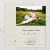 Classic Damask Wedding Foto Einladungen - Creme (Vorne/Hinten)