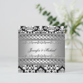 Classic Damask Wedding Party Einladung (Stehend Vorderseite)